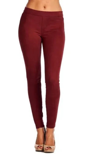 Suede Skinny Pants Legging Red