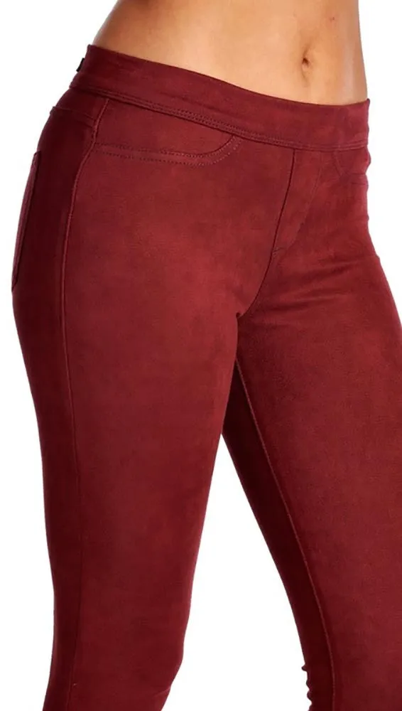 Suede Skinny Pants Legging Red