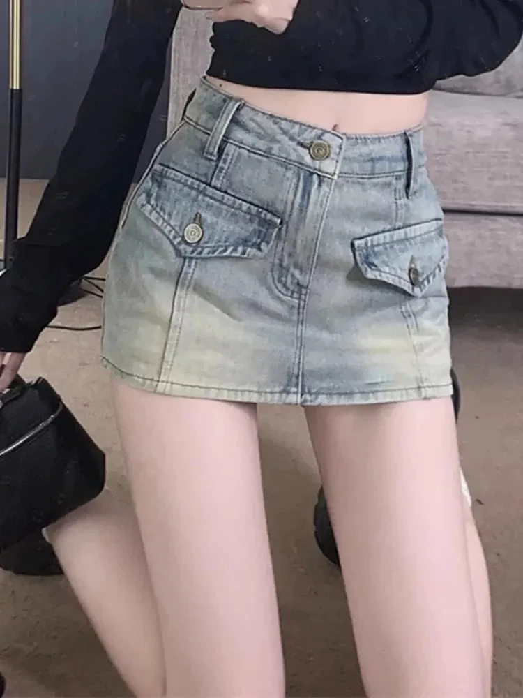 Summer Classic Washed Sexy High Waist Slim Female Mini Skirts New Fashion Distressed Simple A-line Casual Chicly Women Y2k Skirt