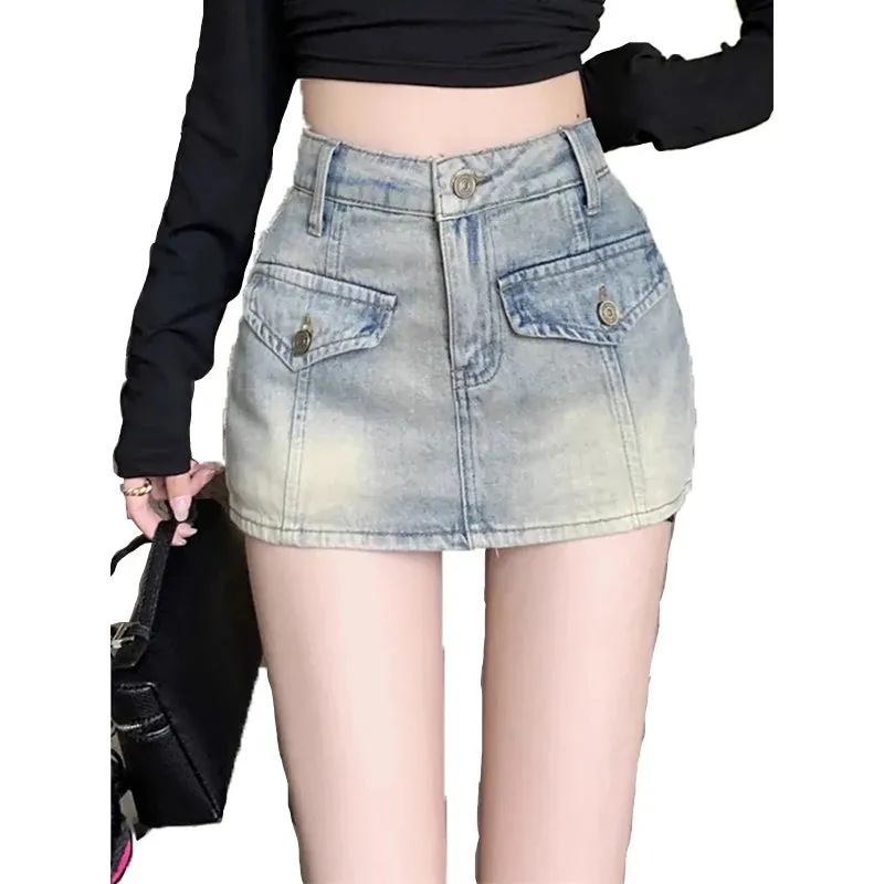 Summer Classic Washed Sexy High Waist Slim Female Mini Skirts New Fashion Distressed Simple A-line Casual Chicly Women Y2k Skirt