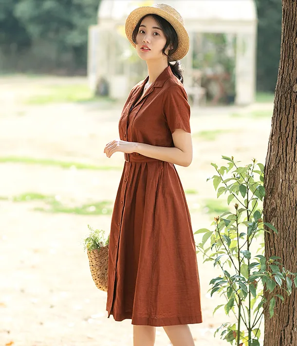 Summer Cotton Linen Spring Women Dresses QJ05076