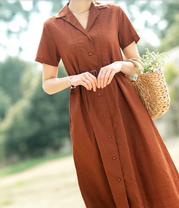 Summer Cotton Linen Spring Women Dresses QJ05076