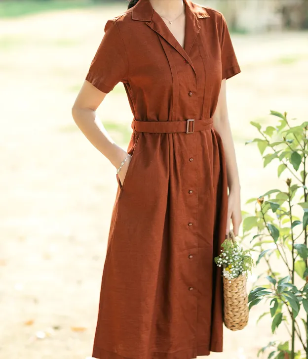 Summer Cotton Linen Spring Women Dresses QJ05076