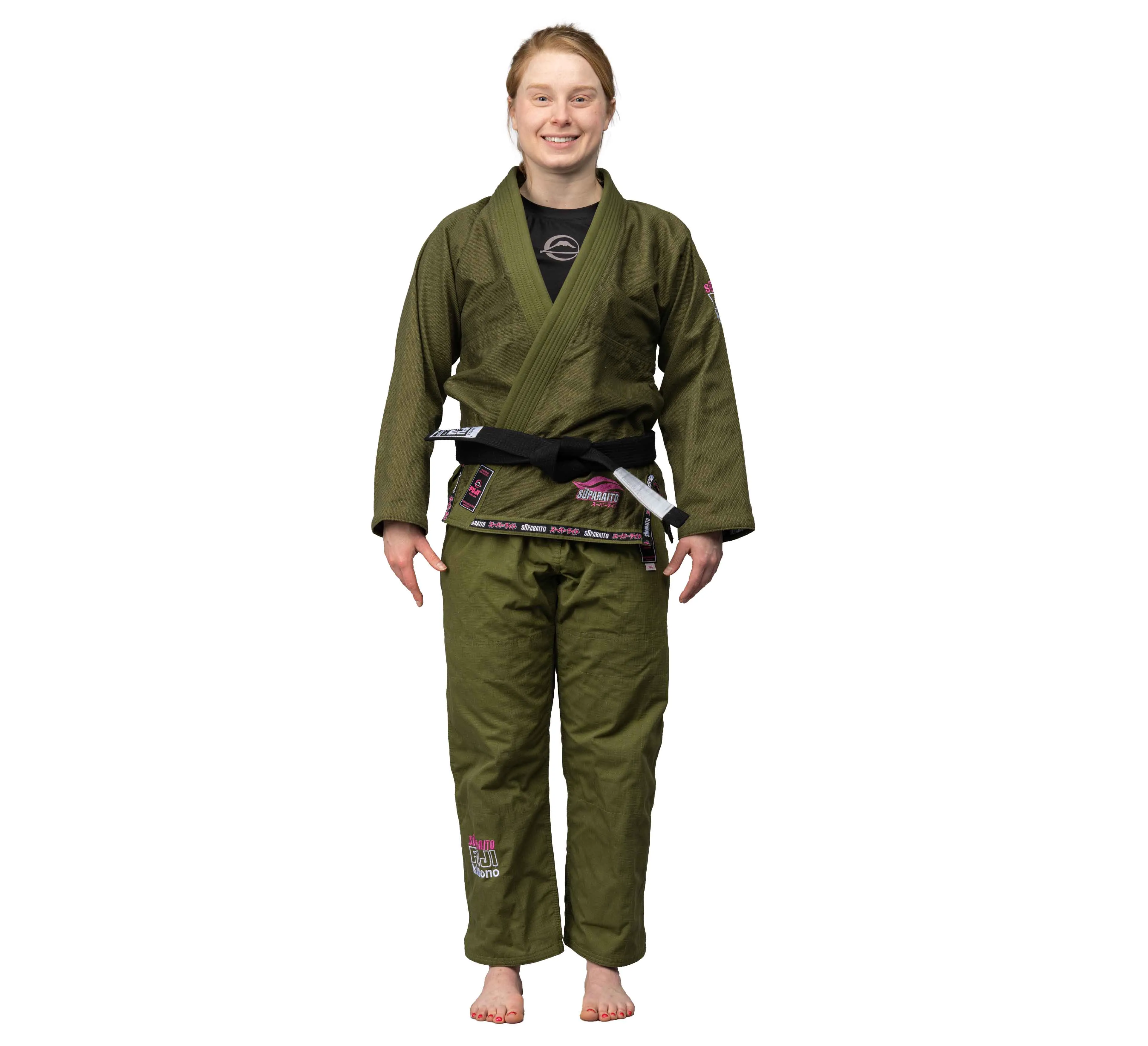 Suparaito Womens BJJ Gi Military Green and Pink