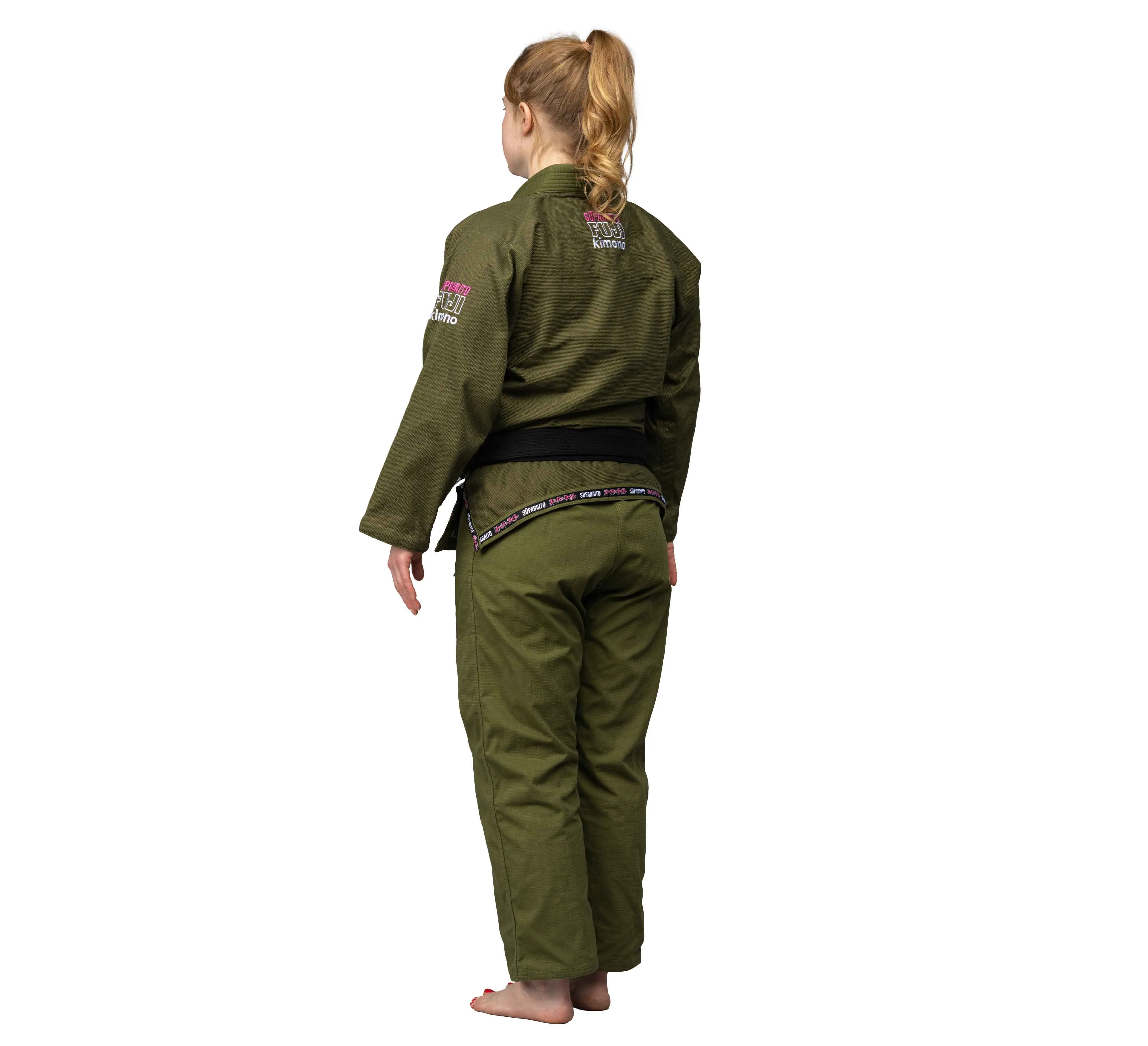 Suparaito Womens BJJ Gi Military Green and Pink