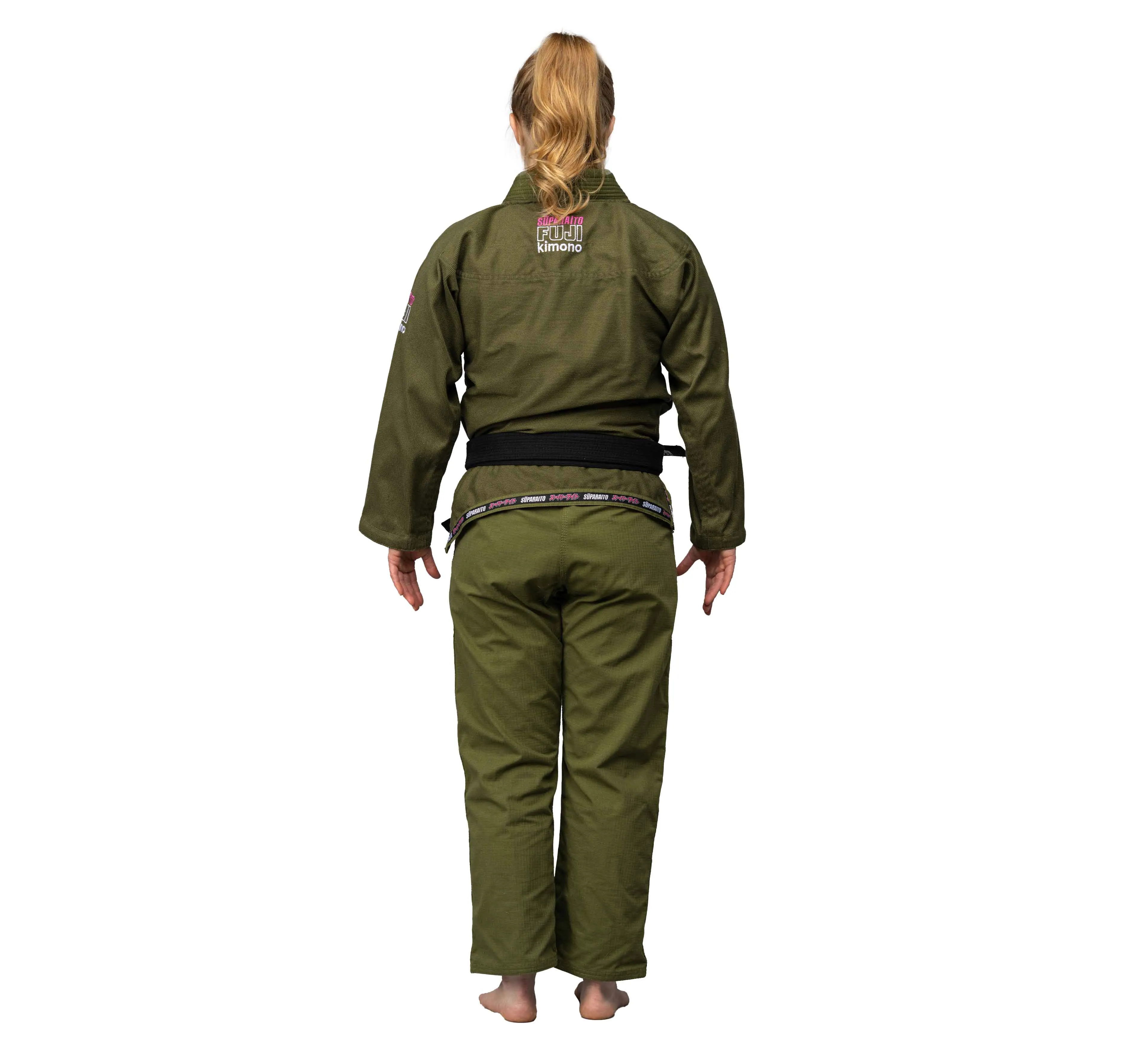 Suparaito Womens BJJ Gi Military Green and Pink