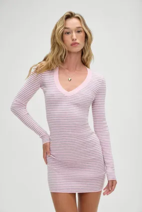 Sweatheart Knit Dress - Rosewater Stripe