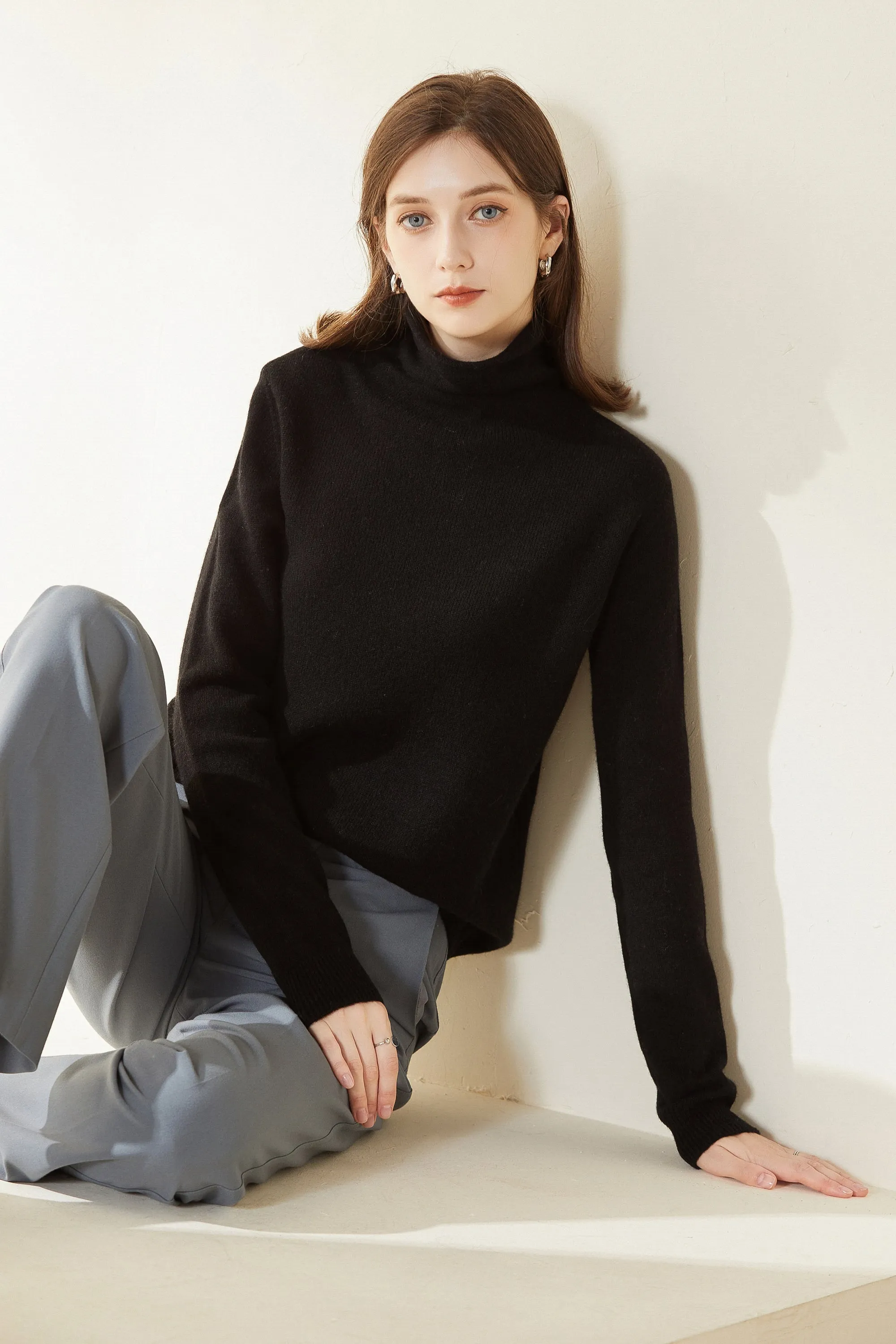 Sylphide | Maia Black Rollneck Wool Sweater