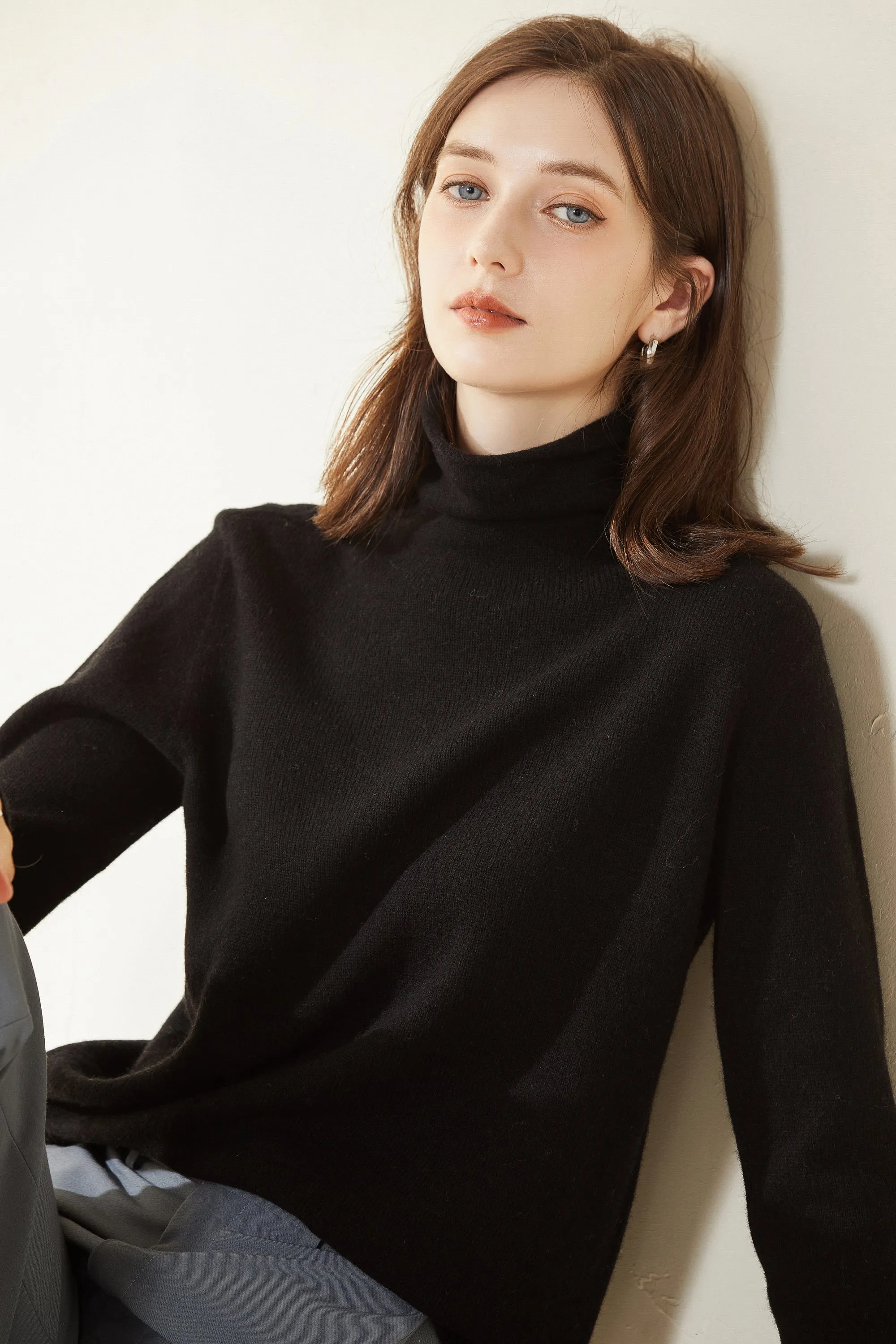 Sylphide | Maia Black Rollneck Wool Sweater