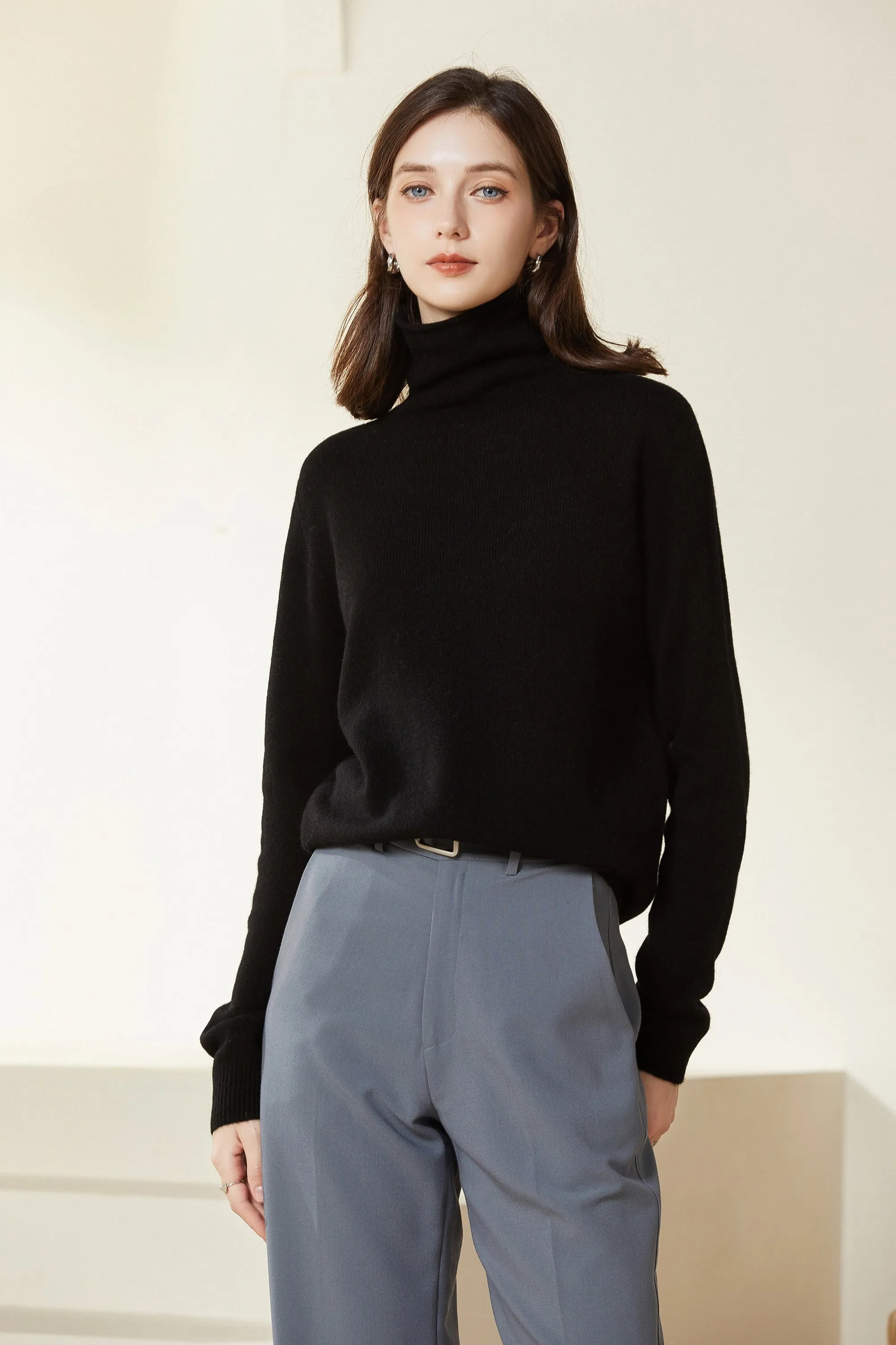 Sylphide | Maia Black Rollneck Wool Sweater