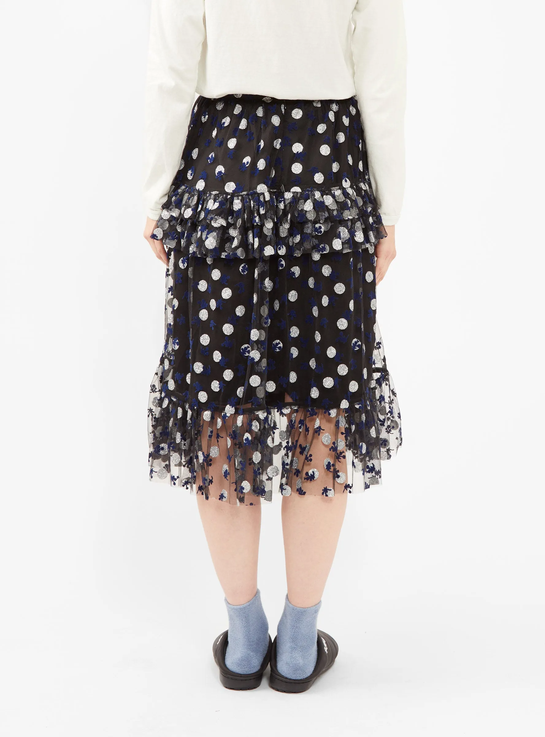 Tate Flocked Midi Skirt Black