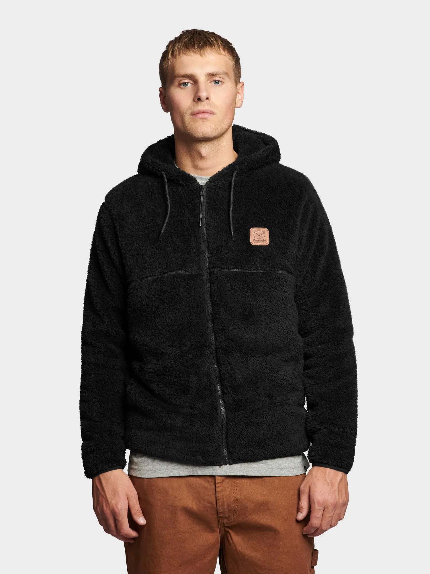 Teddy Fleece Zip Hoodie in Black