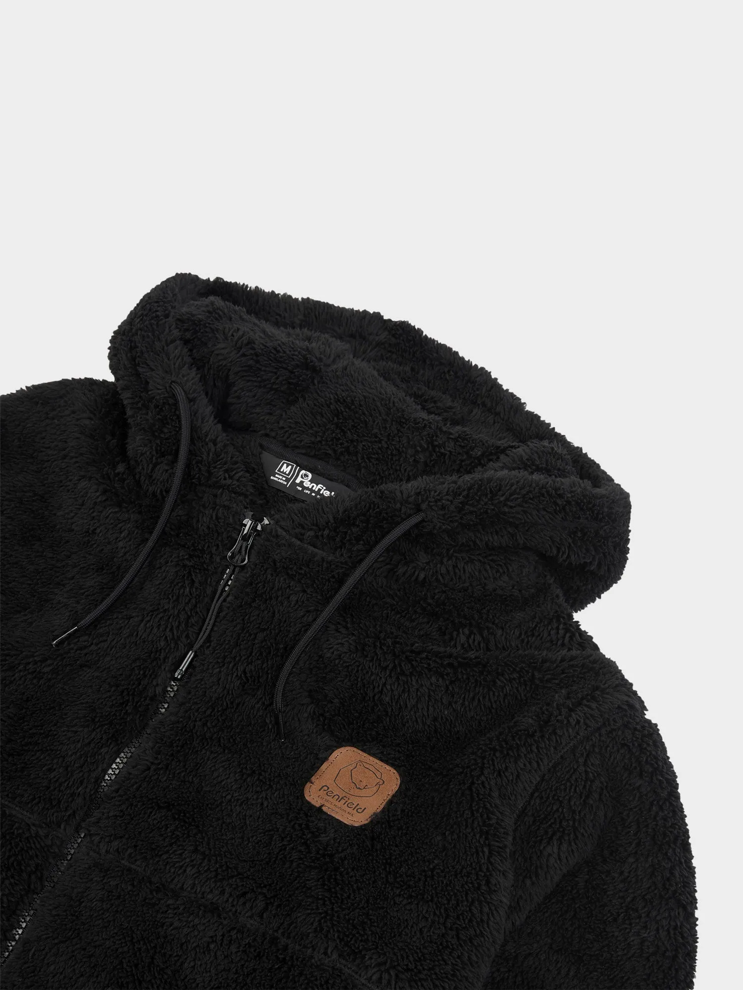 Teddy Fleece Zip Hoodie in Black