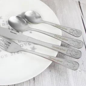 Teddy - Personalised Embossed 4 Piece Cutlery Set