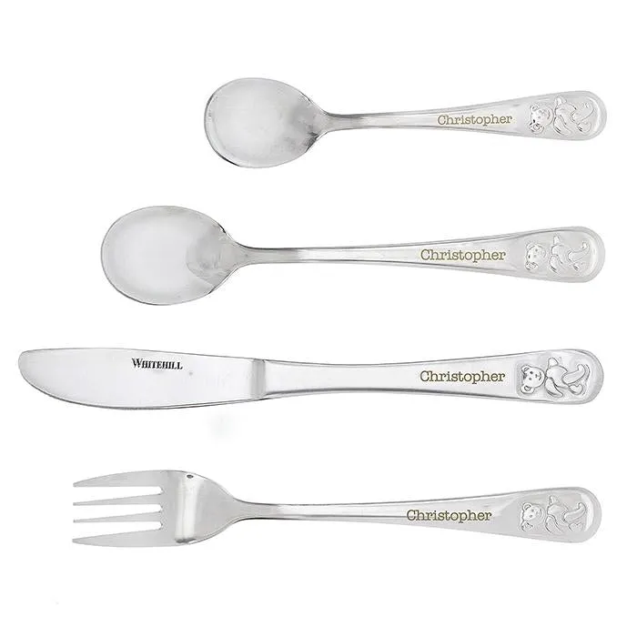 Teddy - Personalised Embossed 4 Piece Cutlery Set