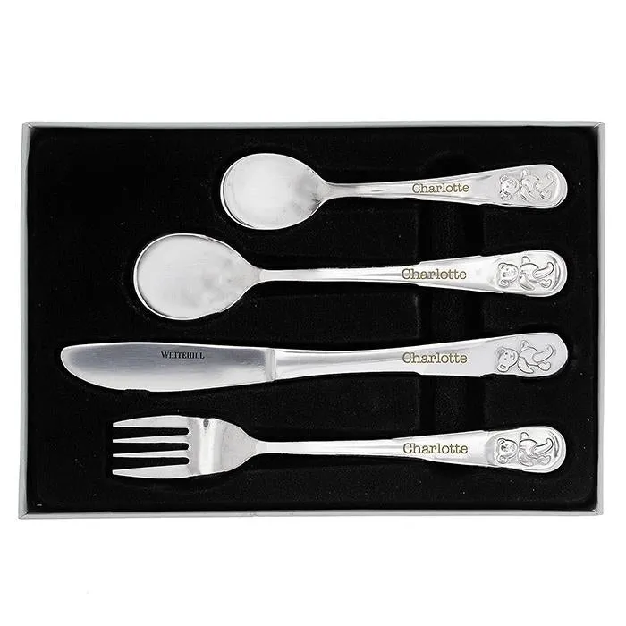 Teddy - Personalised Embossed 4 Piece Cutlery Set