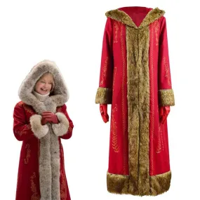 The Christmas Chronicles 2 Mrs. Claus Cosplay Costume Red Wool Long Coat Outfit