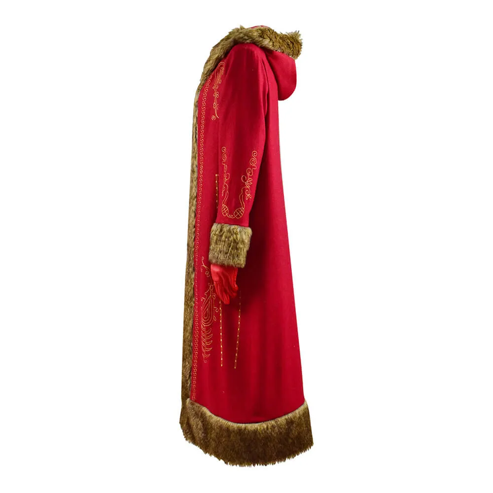 The Christmas Chronicles 2 Mrs. Claus Cosplay Costume Red Wool Long Coat Outfit