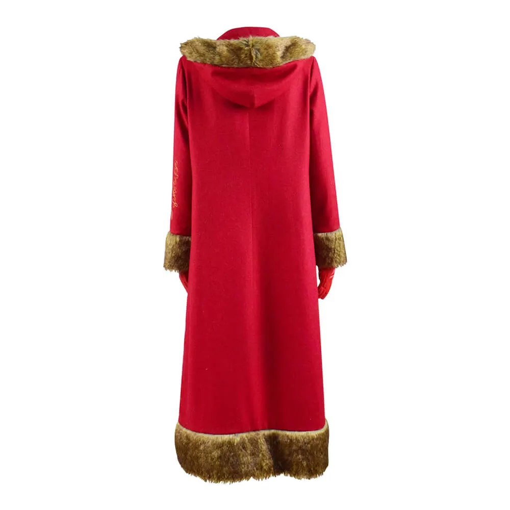 The Christmas Chronicles 2 Mrs. Claus Cosplay Costume Red Wool Long Coat Outfit