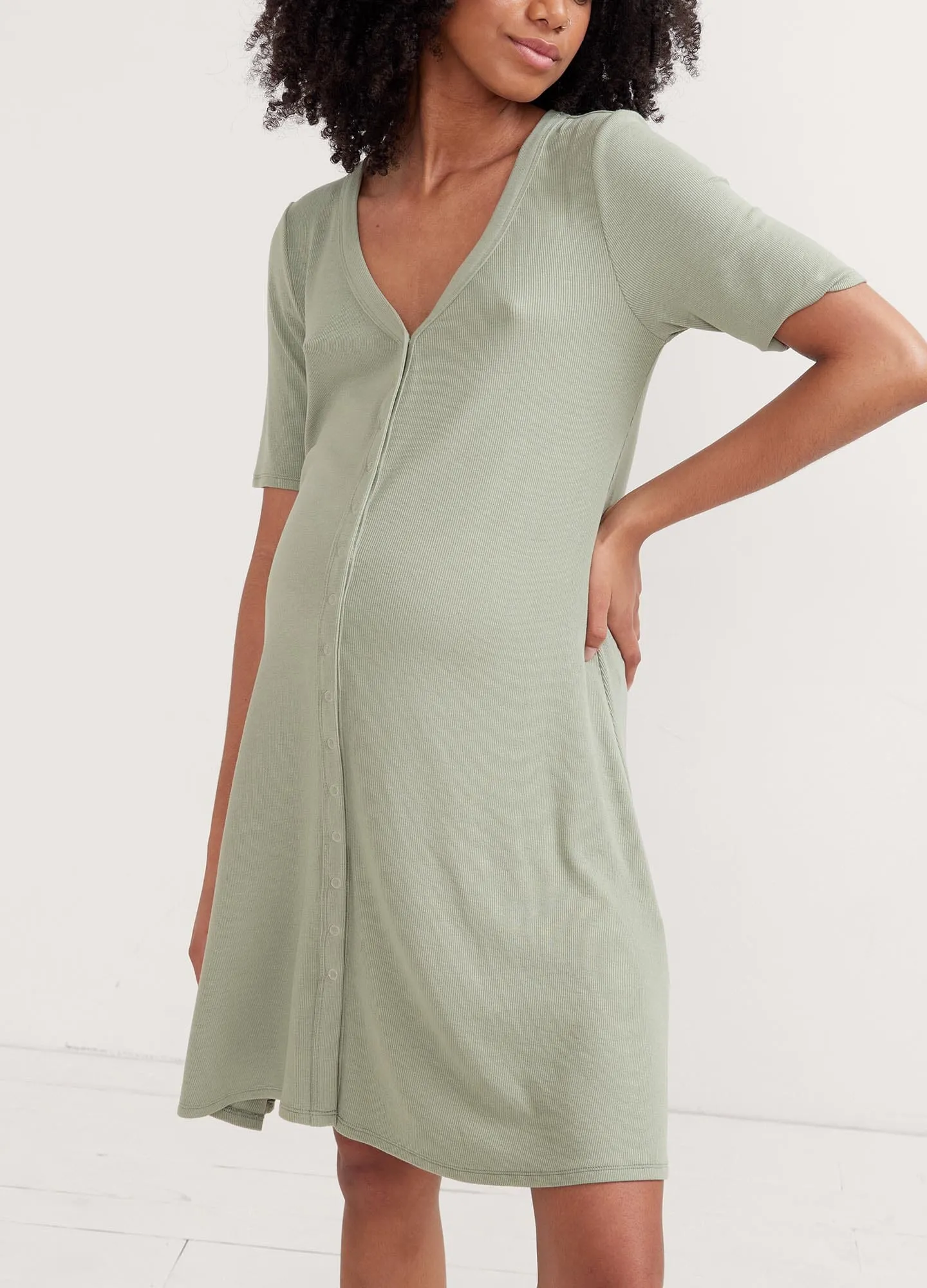 The Softest Rib Nursing Mini Dress