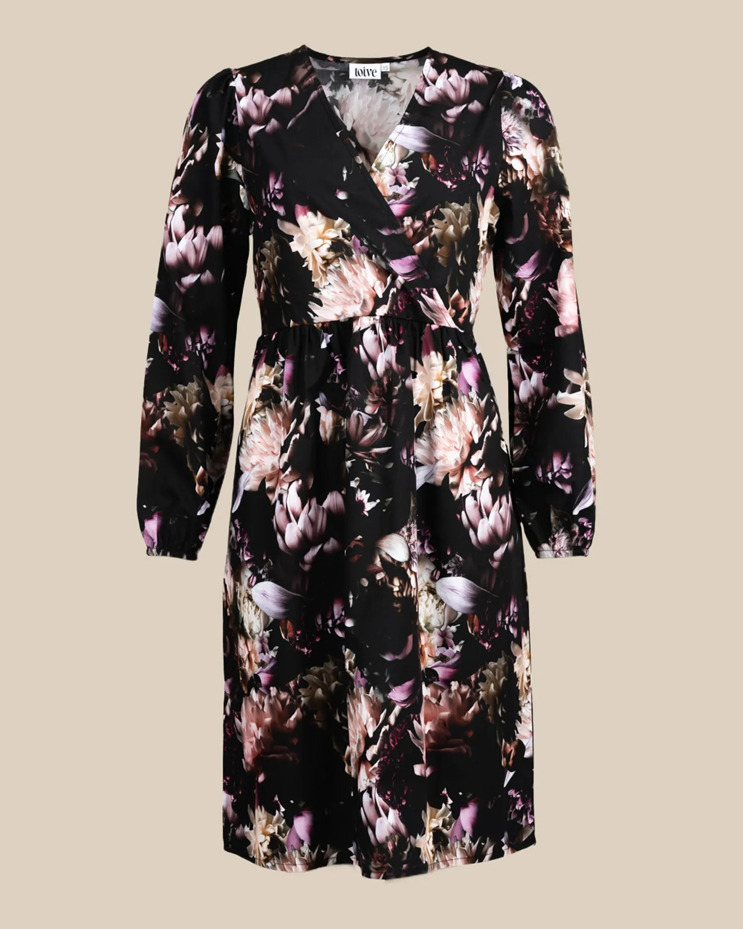 Toive Half-Wrap Dress Peony Farm Black