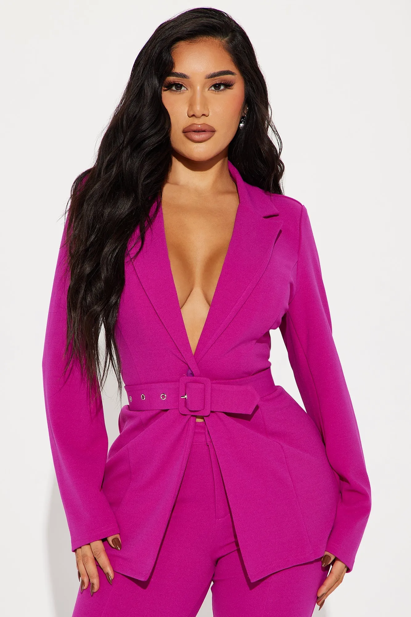 True Leader Blazer Pant Set - Magenta