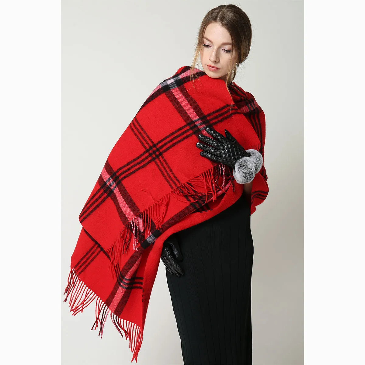 Ugg 100% Australian Merino Wool Reversible Wrap Red