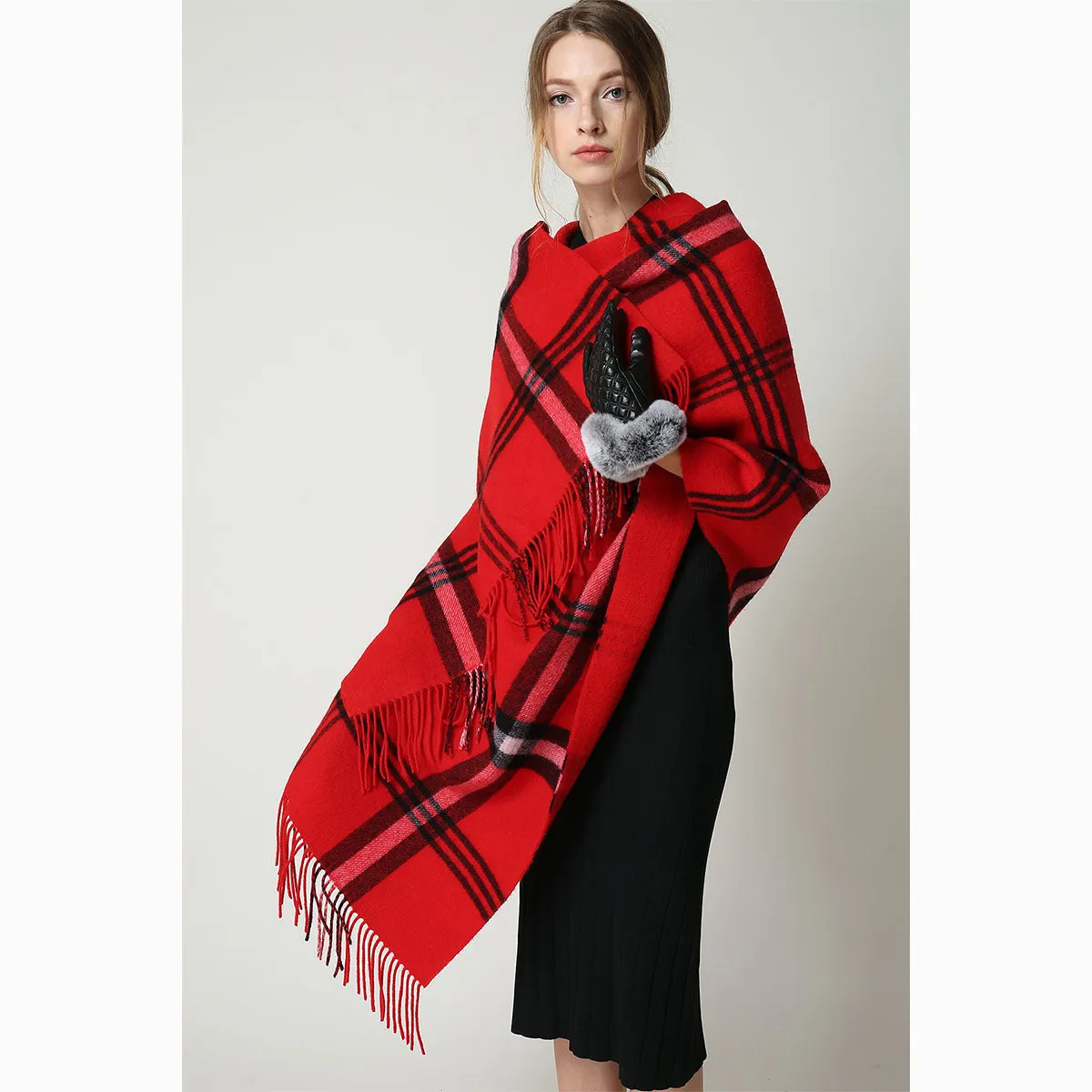 Ugg 100% Australian Merino Wool Reversible Wrap Red