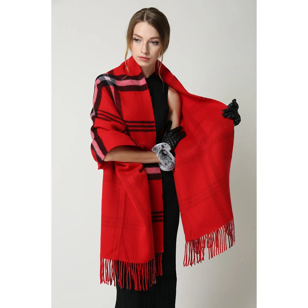 Ugg 100% Australian Merino Wool Reversible Wrap Red