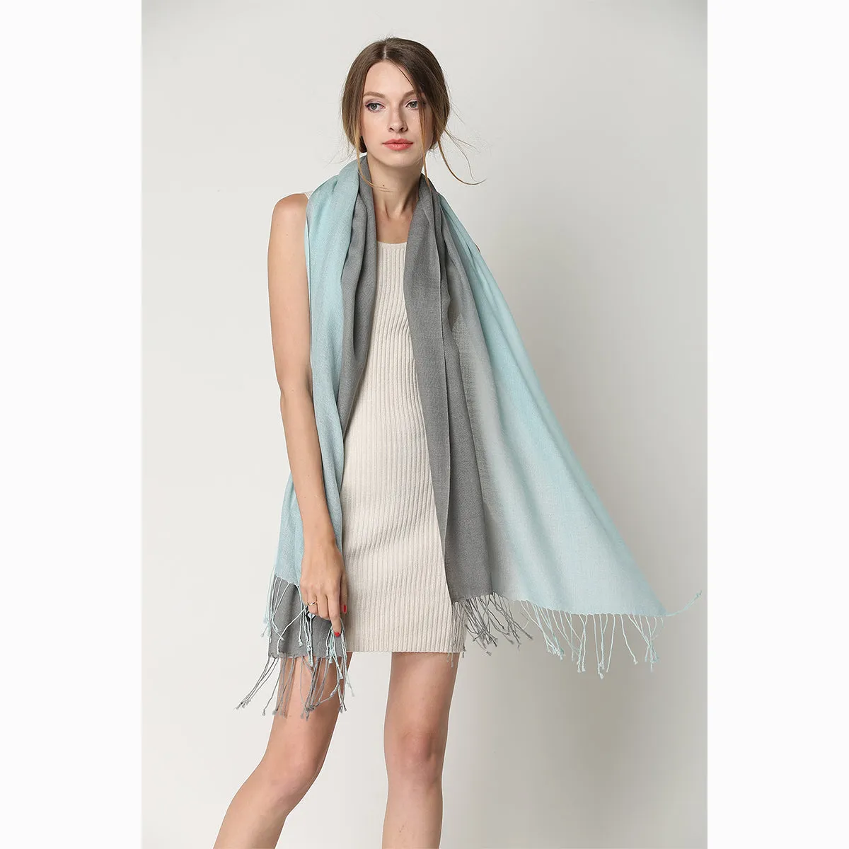 Ugg 100% Merino Wool Tie Dye Scarf Aqua and Grey