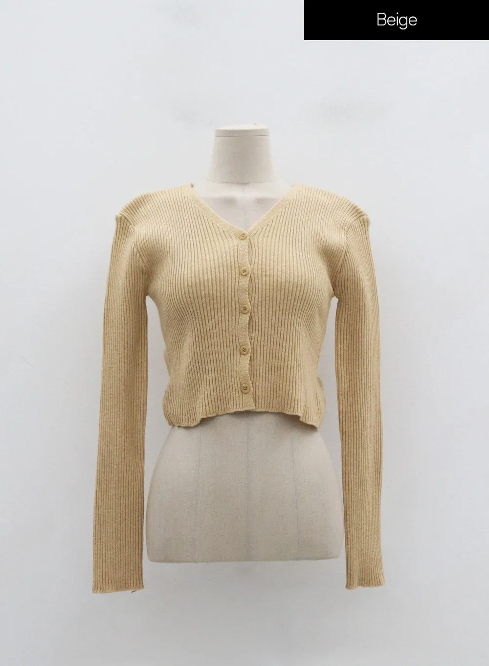 V-Neck Cropped Knit Cardigan ID07