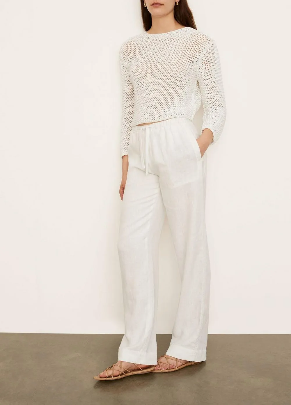 Vince - Tie Front Pull on Pant in Optic White