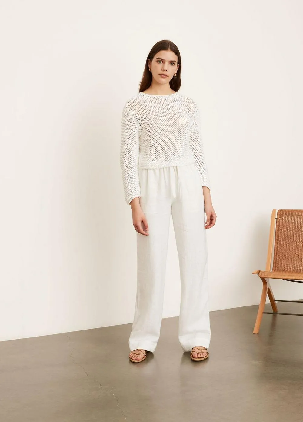 Vince - Tie Front Pull on Pant in Optic White