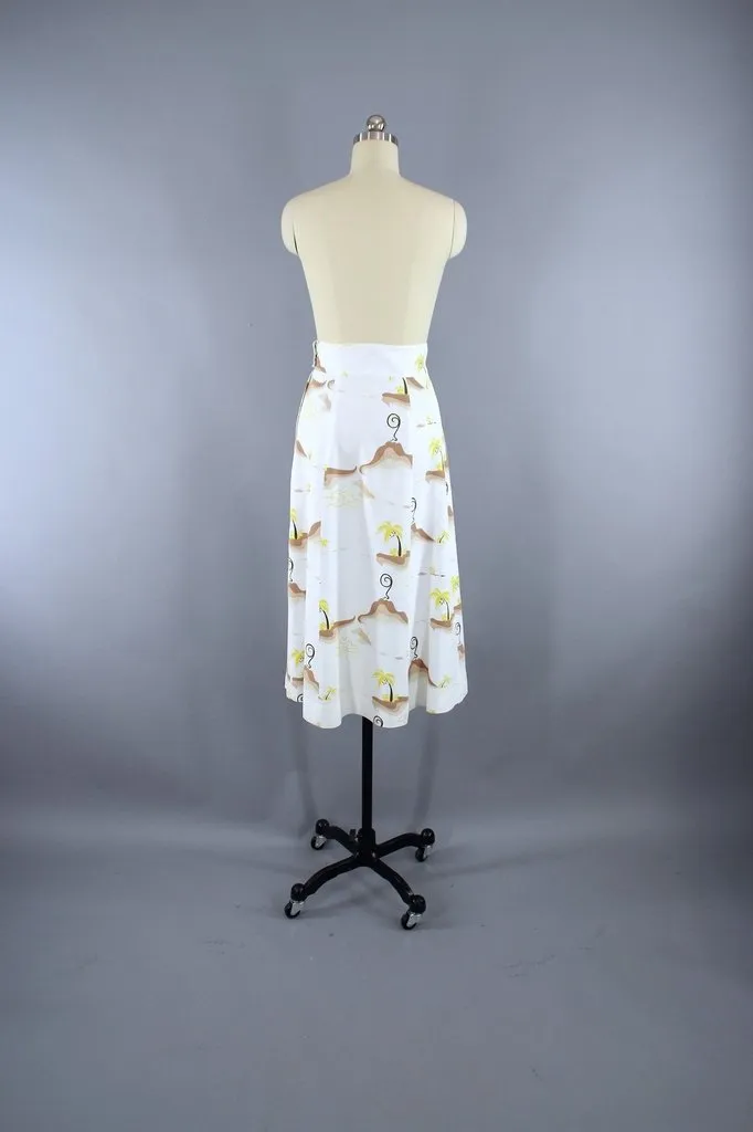 Vintage 1940s Hawaiian Novelty Print Skirt