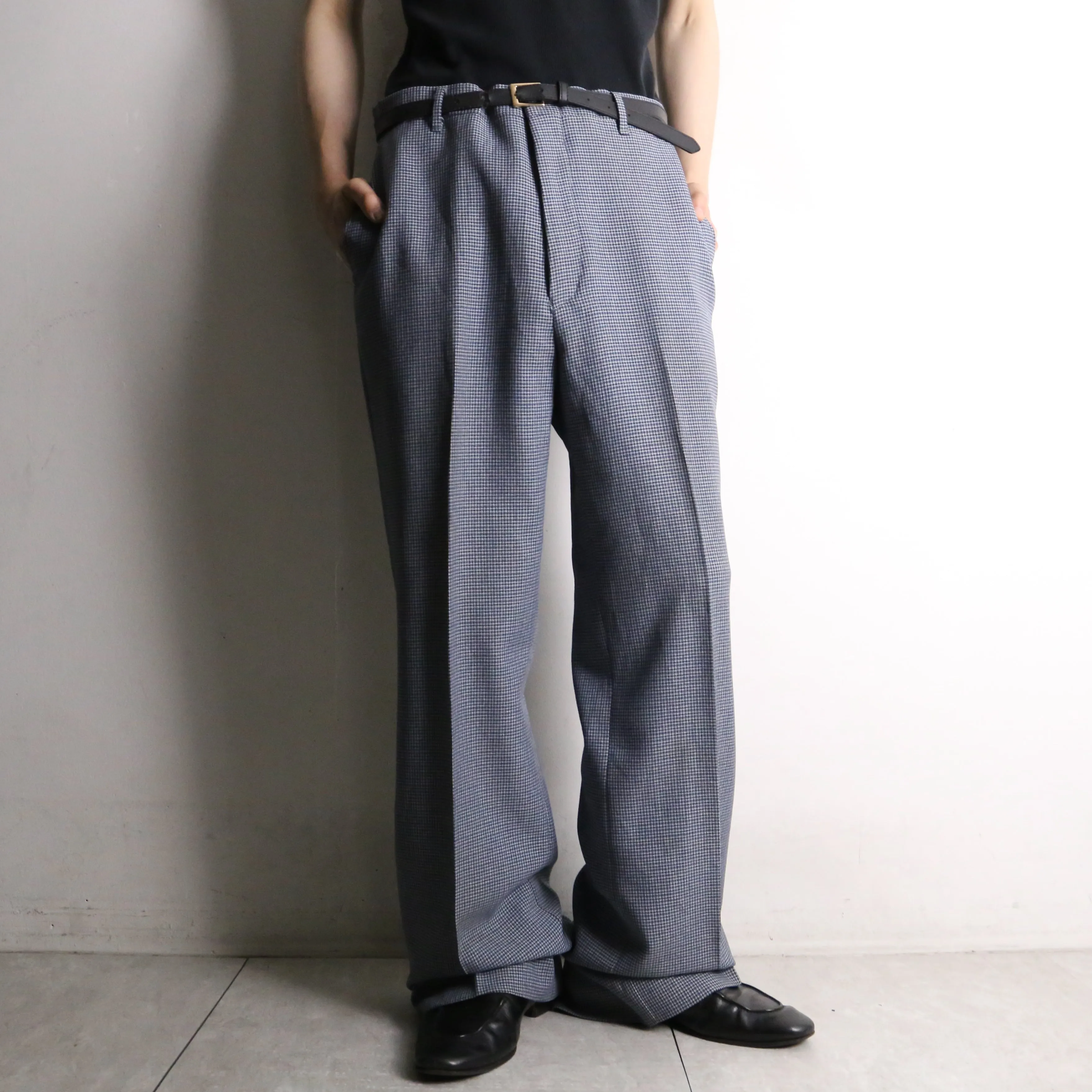 vintage houndstooth pattern flare slacks