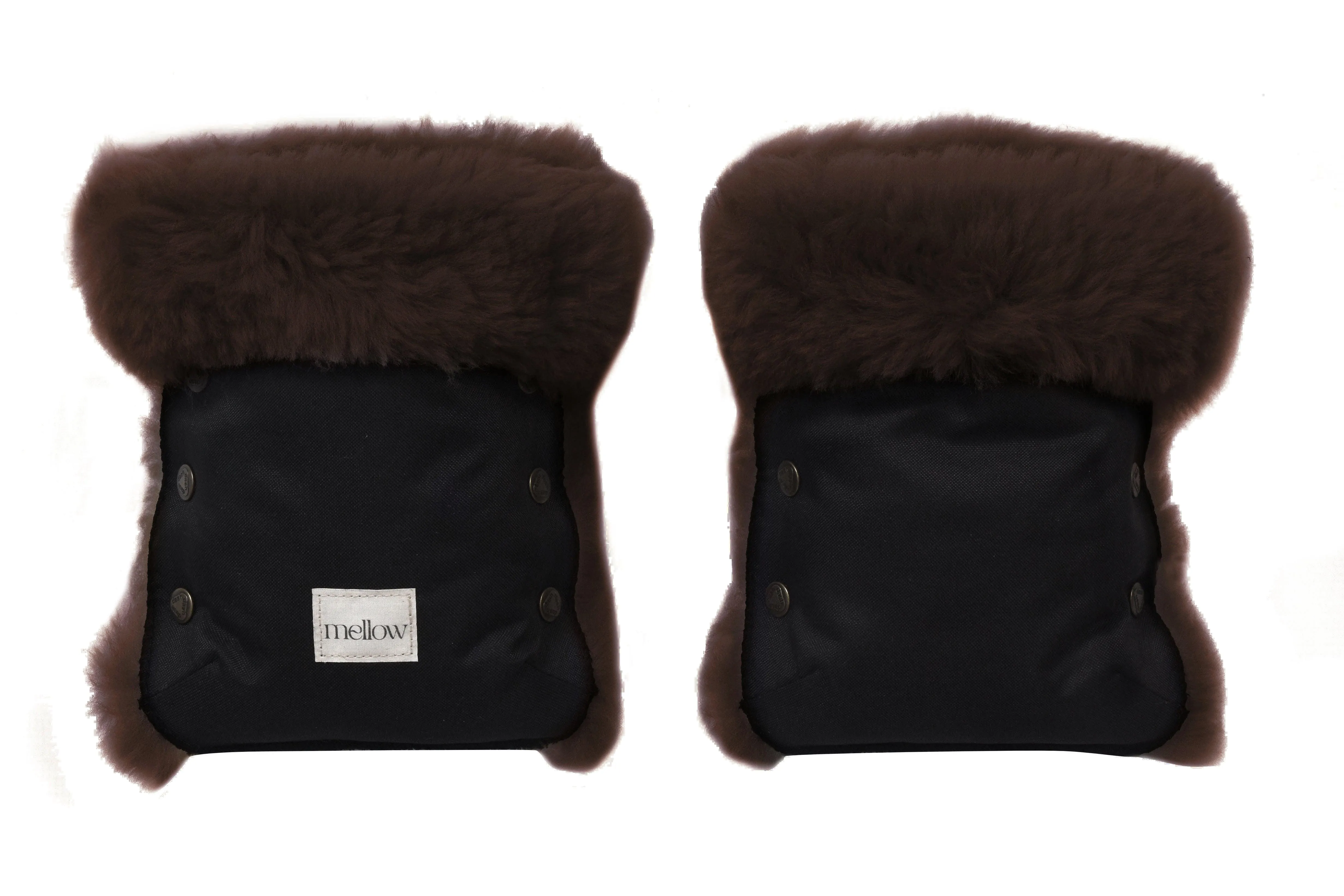 Waterproof Natural Sheepskin Stroller Hand Muffs - Black&Brown