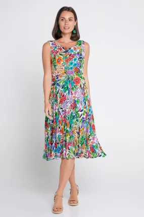 Welwyn Sleeveless Short Godet Dress - Floral Print