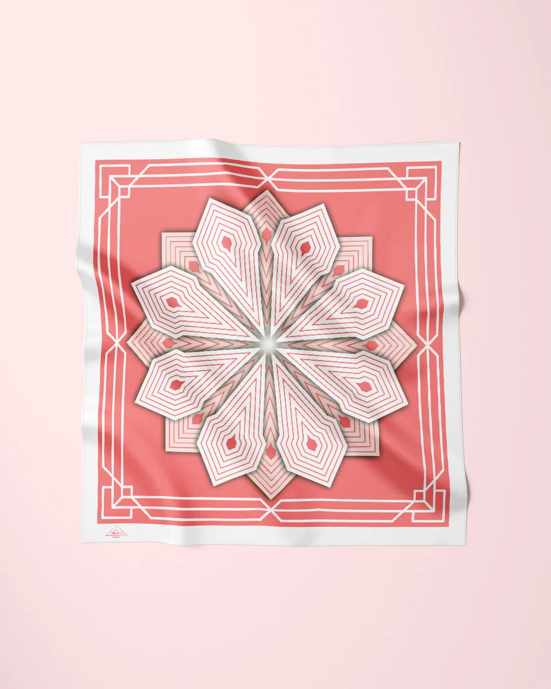 WHITE PEACH SUMATRA Mandala Designer Silk Scarf by Alesia Chaika