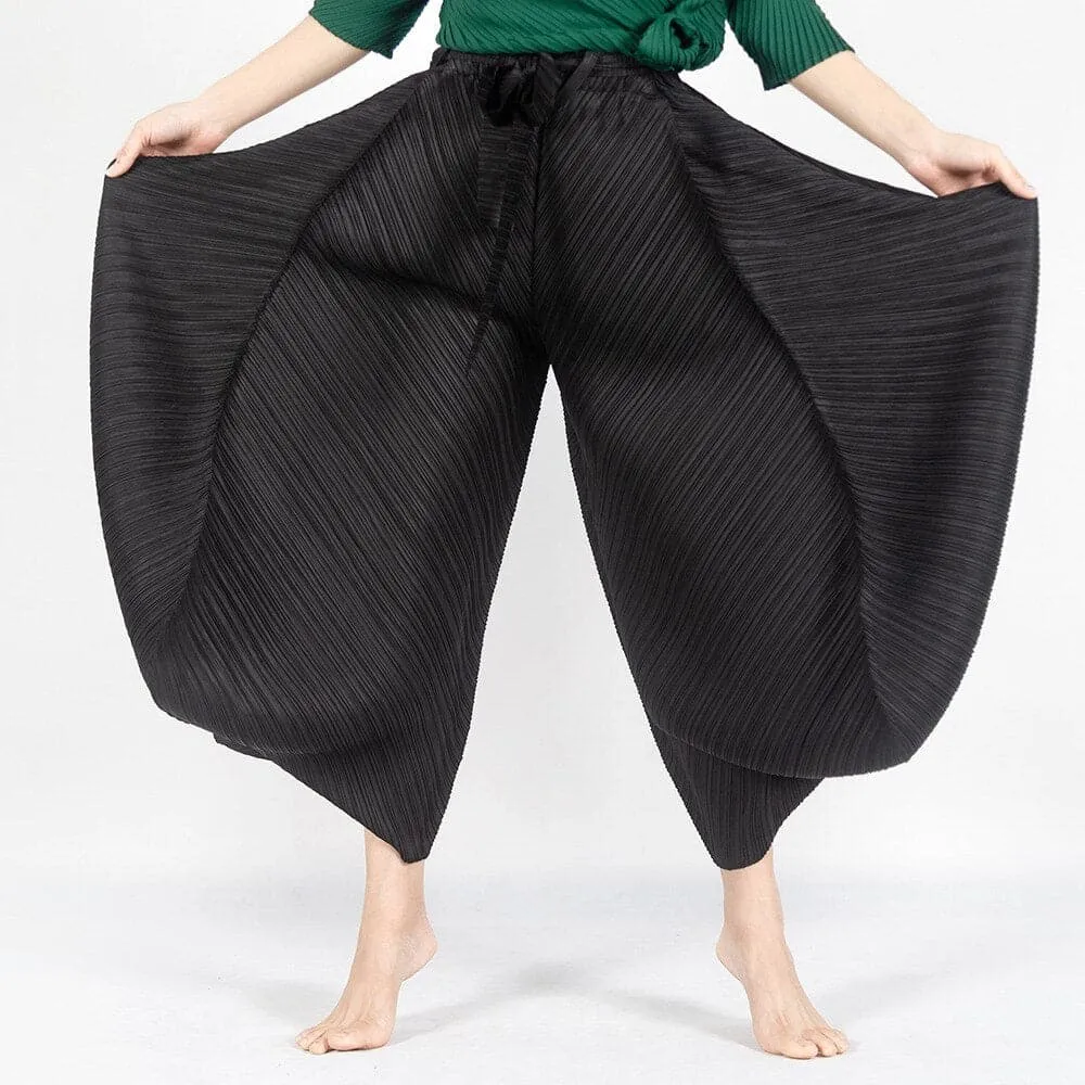 Wide Leg Harem Pants for Women: ALSEY Pleated Fashion Casual Plus Size Trousers