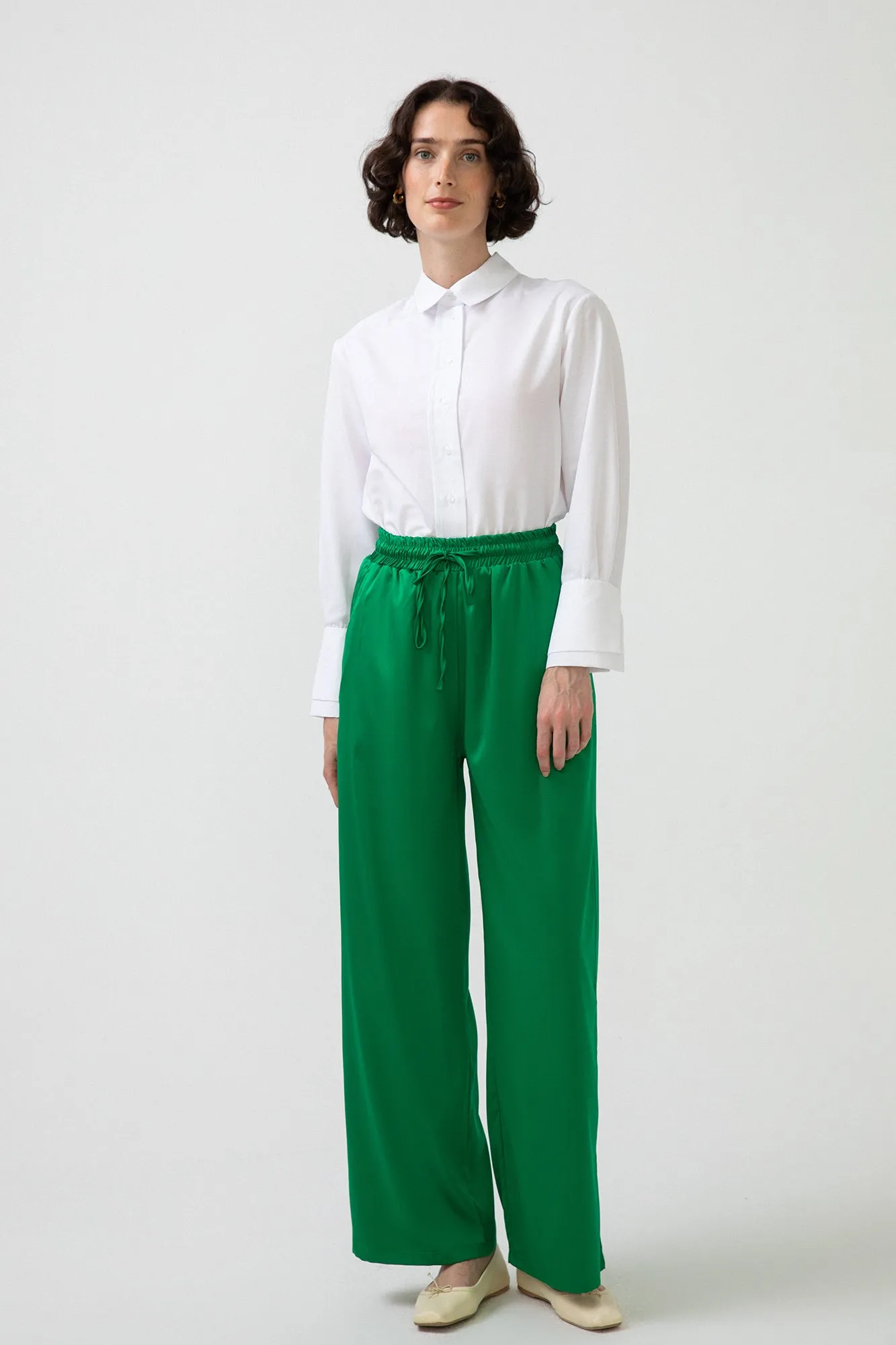 WIDE LEG SATIN TROUSERS