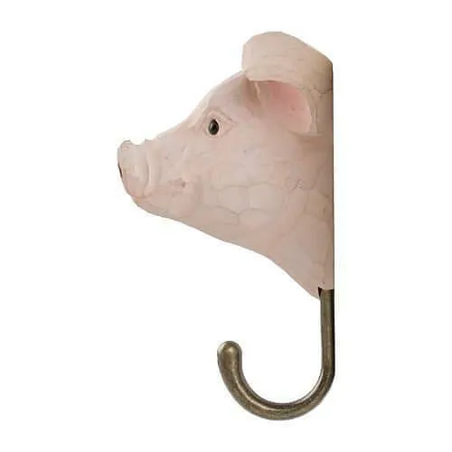 Wildlife Garden Hook Hand Carved Pig