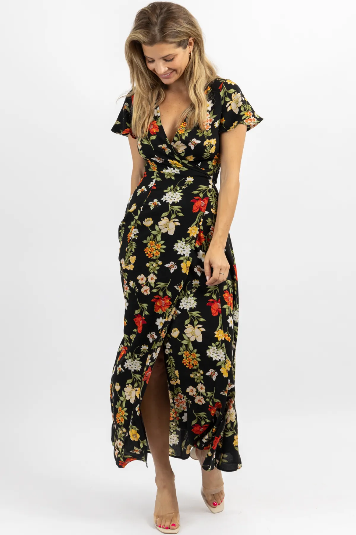 WILLA BUTTERLFLY WRAP MAXI DRESS