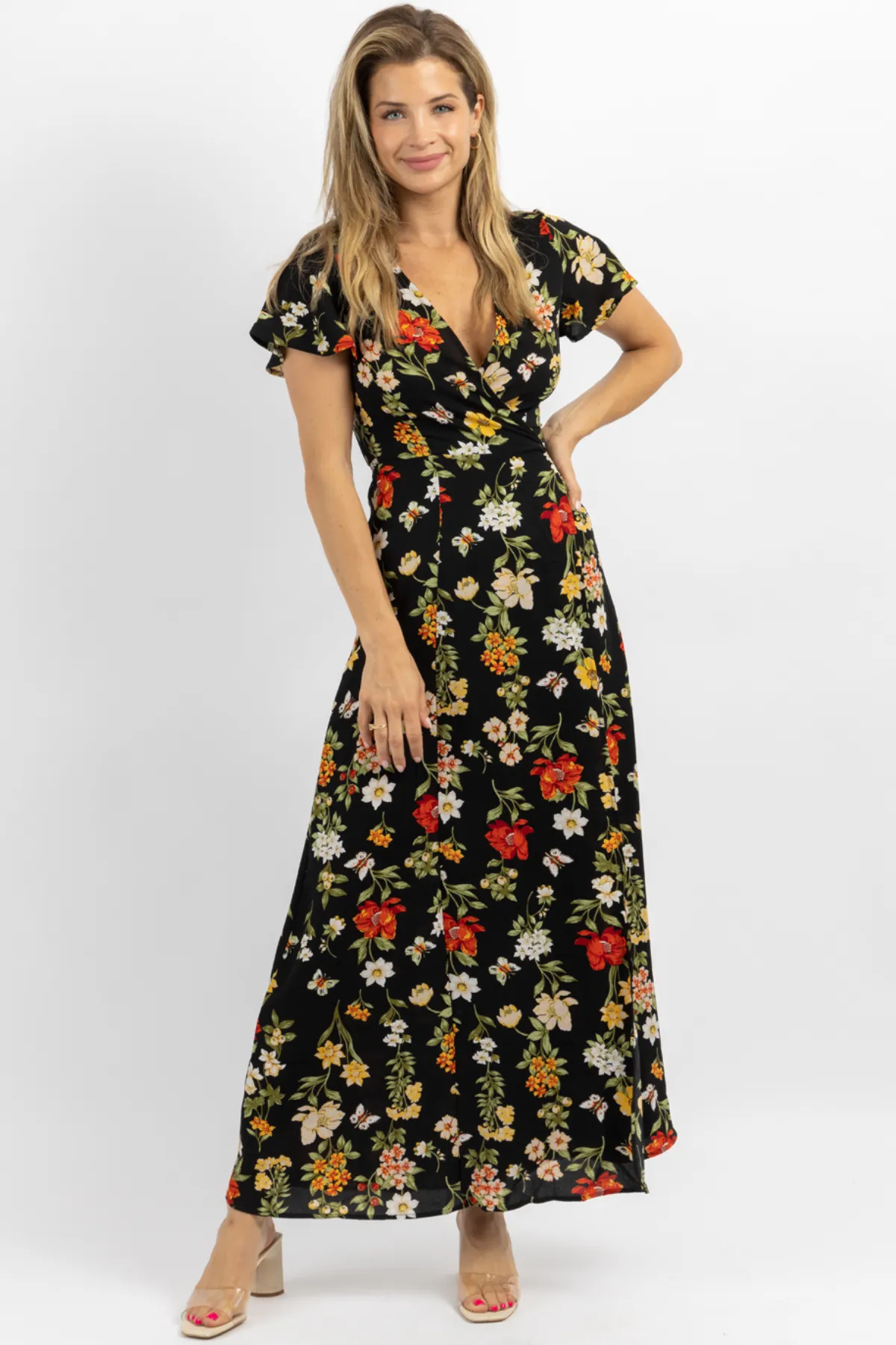 WILLA BUTTERLFLY WRAP MAXI DRESS