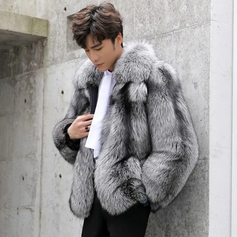 Winter Men's Faux Fur Coat Fashion Casual Thick Warm Outdoor Woolen Cardigan Original Design Trend Male Clothing 21Z1890