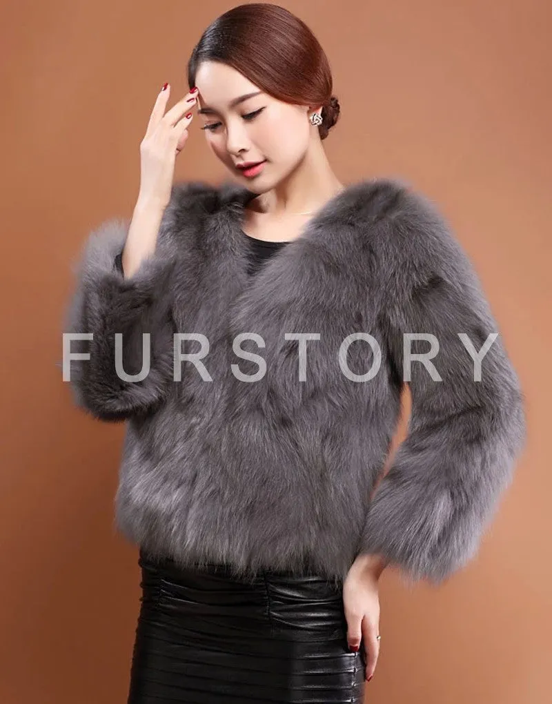 Winter Women's Natural Fur Coat Color Optional Three Quarter Sleeve