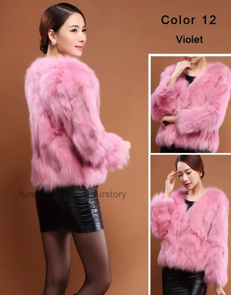 Winter Women's Natural Fur Coat Color Optional Three Quarter Sleeve