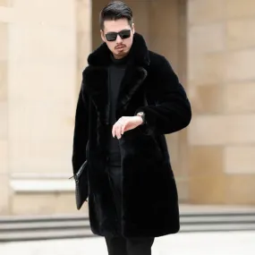 Wjczt Men  Winter Outfits  Winter Long Black Thick Warm Fluffy Soft Faux Fur Coat Men Long Sleeve Lapel Plus Size Korean Fashion Men 4xl 5xl