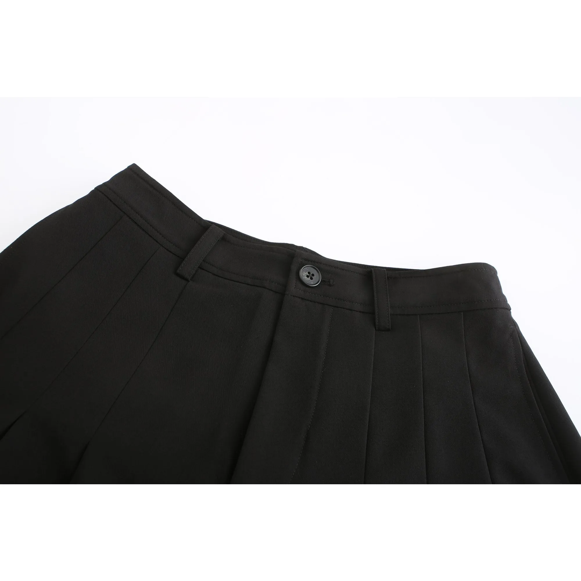 Women Pleated Skirt Like Culottes - Black