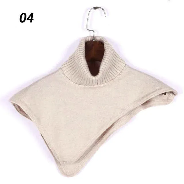 Women Winter Cashmere Knitted Turtleneck Ring Scarf Irregular Fake Collar Soft Shawls Autumn Wool Pullover Neck Warmer Female