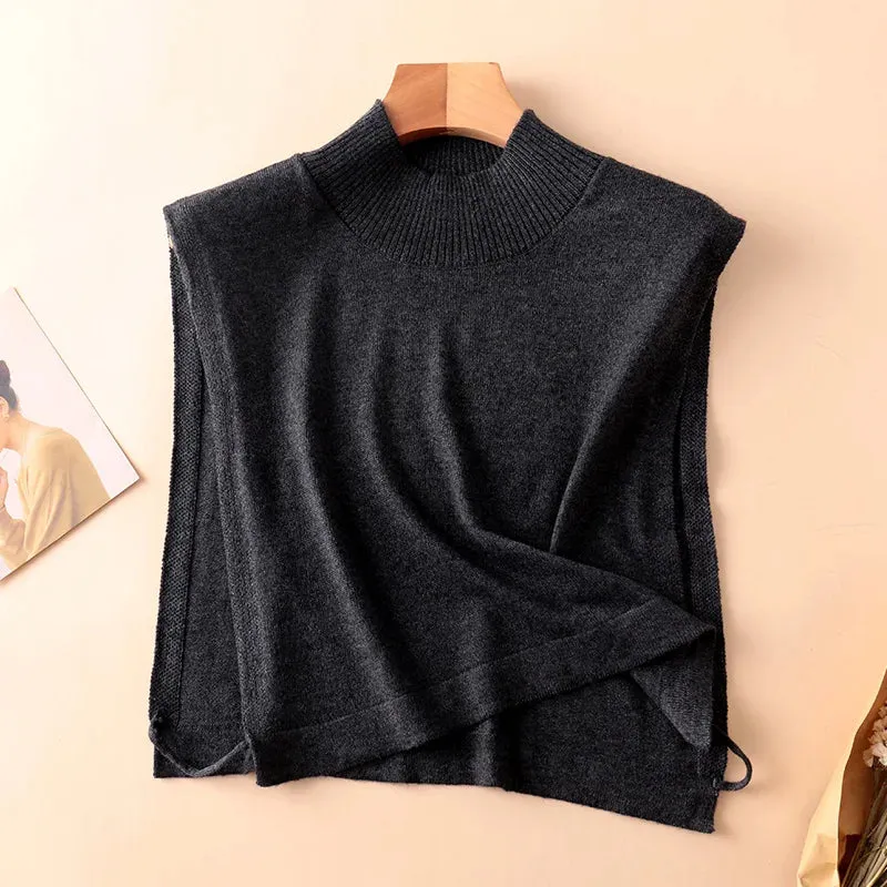 Women Winter Cashmere Knitted Turtleneck Ring Scarf Irregular Fake Collar Soft Shawls Autumn Wool Pullover Neck Warmer Female